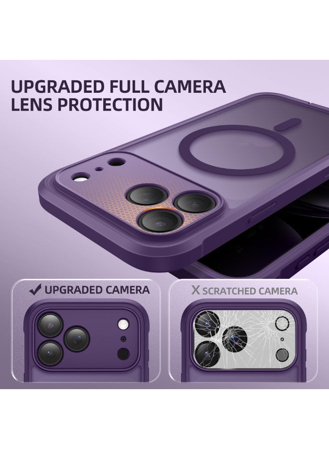 بيرفي جراب لهاتف آيفون 17 برو ماكس، متوافق مع MagSafe، مزوّد بواقي شاشة خصوصية مدمج وحماية للكاميرا، مضاد للتجسس، حماية كاملة للجهاز، مقاوم للصدمات، جراب بلمسة نهائية مطفية شبه شفافة لهاتف 17 برو ماكس مقاس 6.9 بوصة، بنفسجي. - Image 5